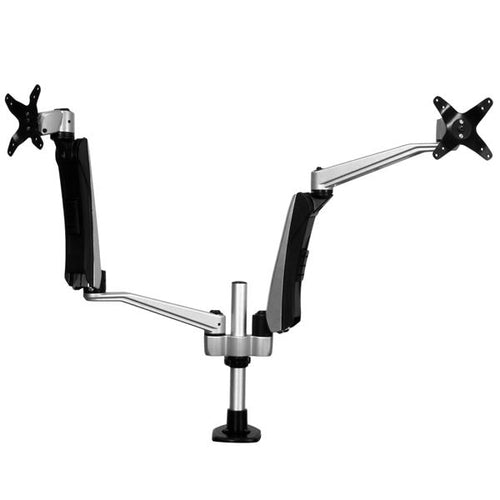 Startech Dual Monitor Desk Mount <30", <24" (Stacked), <9Kg, Full Motion, Silver, Vesa, 10