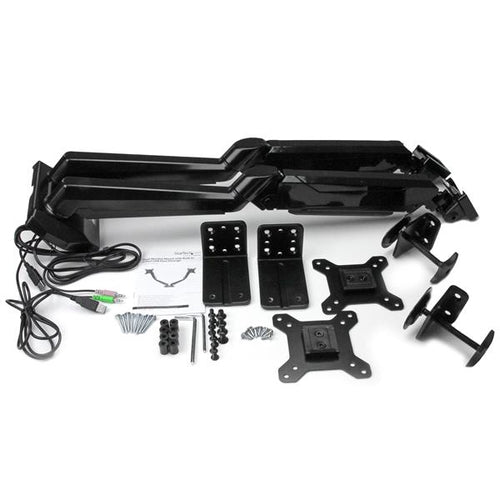Startech Dual Monitor Desk Mount <32", <8Kg, Full Motion, Vesa, Black, Usb, Audio, 2Yr