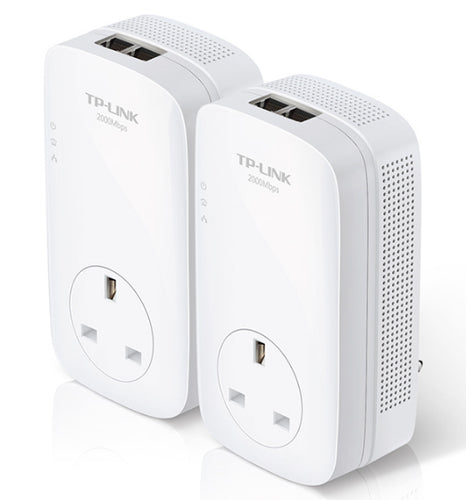 Tp-Link Av2000 Gigabit Passthrough Powerline Starter Kit, Gbe(2), 2X2 Mimo, 3Yr