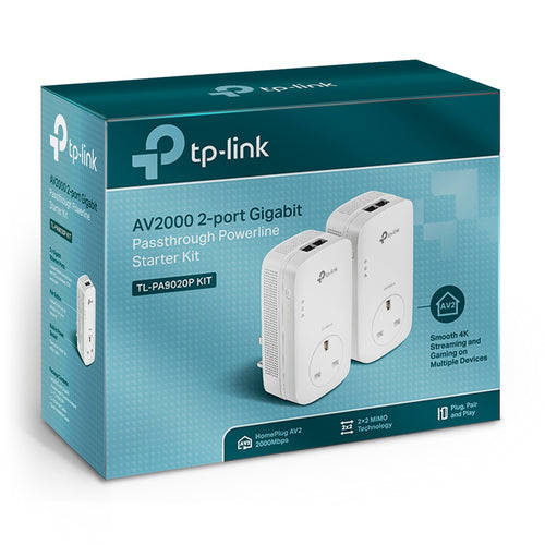 Tp-Link Av2000 Gigabit Passthrough Powerline Starter Kit, Gbe(2), 2X2 Mimo, 3Yr