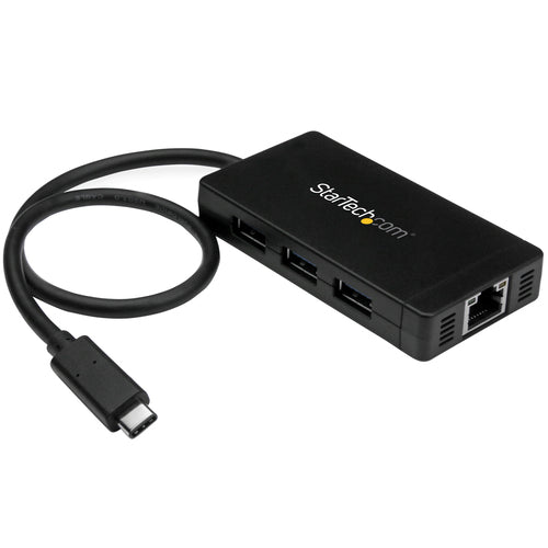 Startech 3 Port Usb-C Hub, Usb-C(1), Usb(3), Rj45, 2Yr