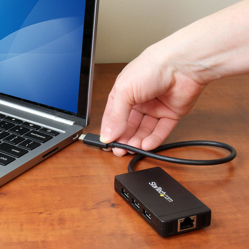 Startech 3 Port Usb-C Hub, Usb-C(1), Usb(3), Rj45, 2Yr