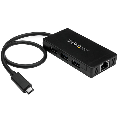 Startech 3 Port Usb-C Hub, Usb-C(1), Usb(3), Rj45, 2Yr