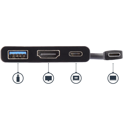 Startech Usb-C (T/Bolt3) Multiport Adapter, 4K Hdmi, Usb, Single Display, 60W Pd, 3Yr
