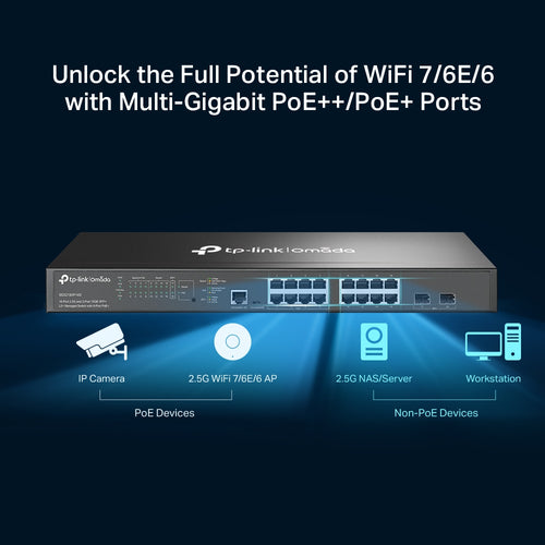Tp-Link Omada 16-Port Managed L2+ Rack Switch, 2.5G Poe+(8), 10G Sfp+(2), 240W, 5Yr