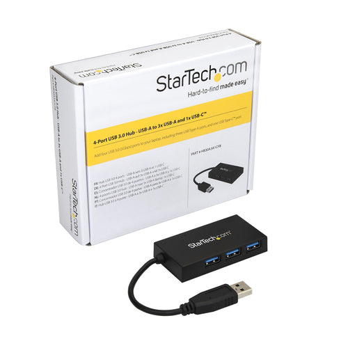 Startech 4 Port USB 3.0 Hub 5Gbps - 3 Usb-A & 1 Usb-C - USB Bus Powered