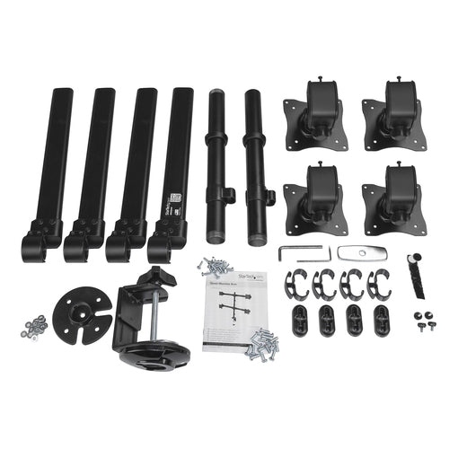Startech Quad Monitor Desk Mount <27", <8Kg, Full Motion, H/Adj, Vesa, Black, 5Yr