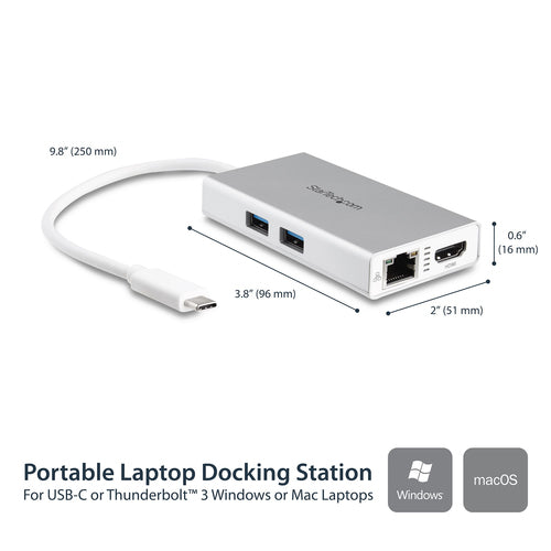 Startech Usb-C Multiport Adapter, 4K, Hdmi, Gbe, Usb(2), Single Display, 48W, 3Yr