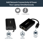 Startech Usb-C To Gbe Adapter, Tb3 Compatible, Usb-C Pd, Black, 2Yr