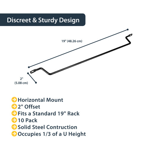 Startech 10 Horizontal Cable Management Bars 2 In Offset