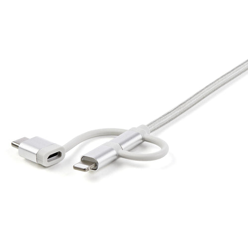 Startech 1M Usb2.0 To Multiports Cable, Braided, Usb-C/Micro-Usb/Ltn, White,2Yr