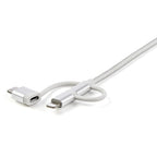 Startech 1M Usb2.0 To Multiports Cable, Braided, Usb-C/Micro-Usb/Ltn, White,2Yr