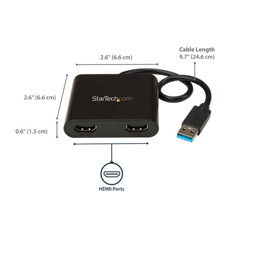 Startech USB 3.0 To Dual HDMI Adapter, 4K, 2Yr