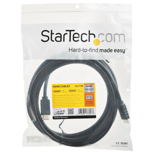 Startech 5M High Speed HDMI 2.0 Cable, M/M, 4K 60Hz, Ethernet, Ltw