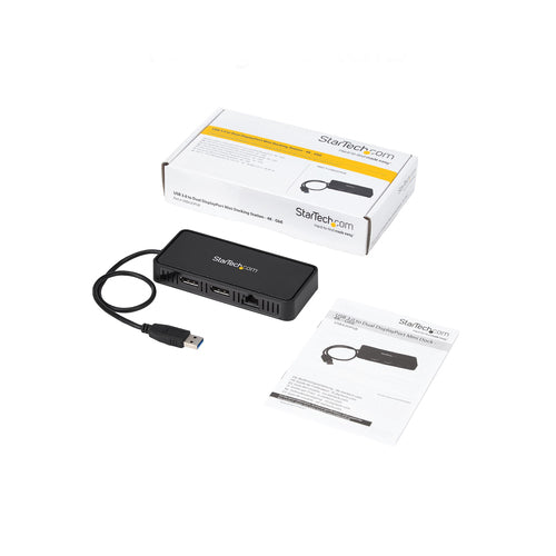 Startech USB 3.0 Mini 4K Dock, Dual Display, Dp(2), Rj45, USB Powered, 3Yr