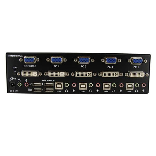 Startech 4 Port Kvm Switch, Dual Display, Dvi(5), Vga(5), Usba/B(4), Audio