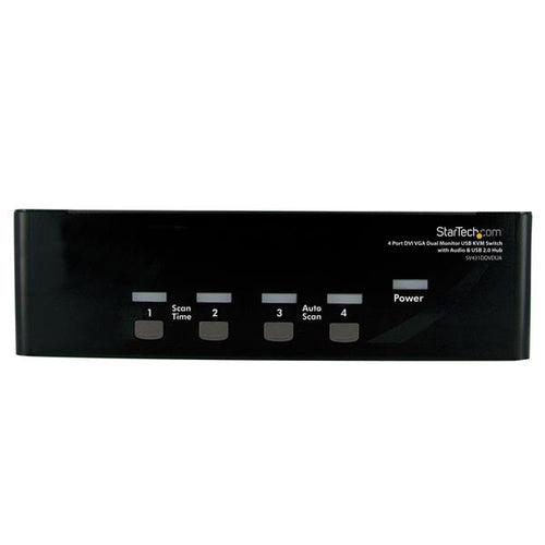 Startech 4 Port Kvm Switch, Dual Display, Dvi(5), Vga(5), Usba/B(4), Audio