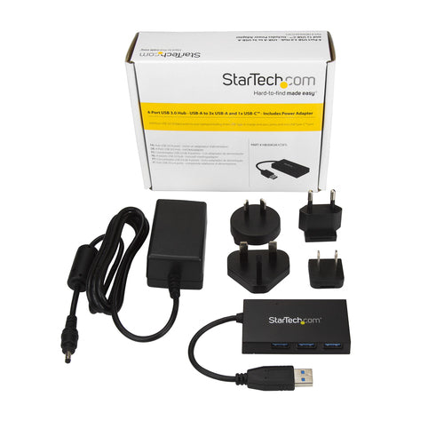 Startech 4 Port USB 3.0 Hub (Usb-A) - 3 Usb-A & Usb-C - Self/Bus Power 2Yr