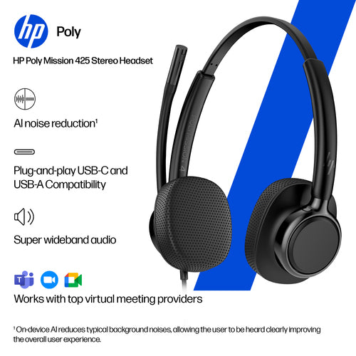 HP Poly Mission 425 Stereo Usbwired Headset