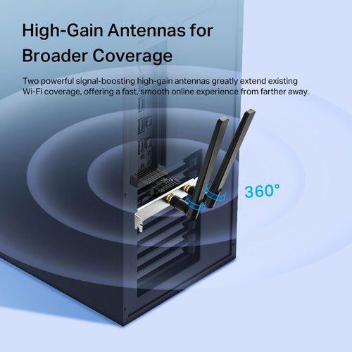 Tp-Link Archer Ax3000 Bluetooth 5.2 Pcie Wi-Fi 6 Dual-Band Adapter, High Gain, 3Yr