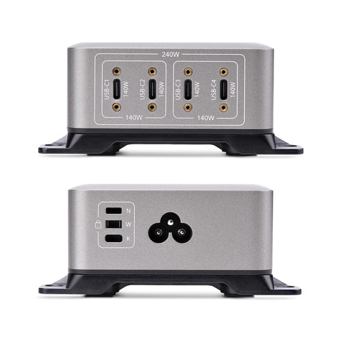 Startech 4-Port Usb-C Charger, 240W Total, Single Port 140W Epr, 2 Yr