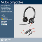 HP Poly Blackwire 3320, Ms, Stereo, Corded Headset, Including Usb-A Adaptor