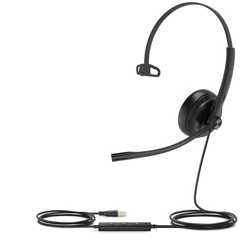 Yealink Wired (Uh34) Uc Mono Headset,Noise Cancelling Mic,Leather Cushion,Usb-A