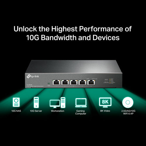 Tp-Link 5-Port Unamanged 10G Switch, Metal Case, 5Yr