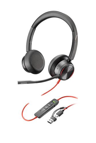 HP Poly Blackwire 8225 Uc , Stereo Usb-C Corded Headset , Anc , Inc Usb-A Adaptor
