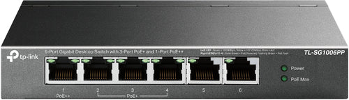 Tp-Link 6-Port Unmanaged Gigabit Switch, Poe+(3), Poe++(1), 64W, Metal Case, 5Yr