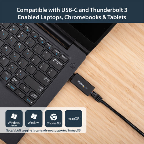 Startech Usb-C 3.0 To Gbe Adapter, Tb3 Compatible, Black, 2Yr