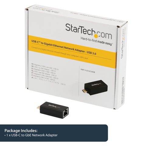Startech Usb-C 3.0 To Gbe Adapter, Tb3 Compatible, Black, 2Yr