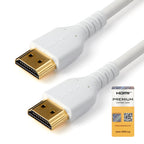 StarTech 1M High Speed HDMI 2.0 Cable, M/M, 4K 60Hz, Ethernet, Rugged, White, Ltw
