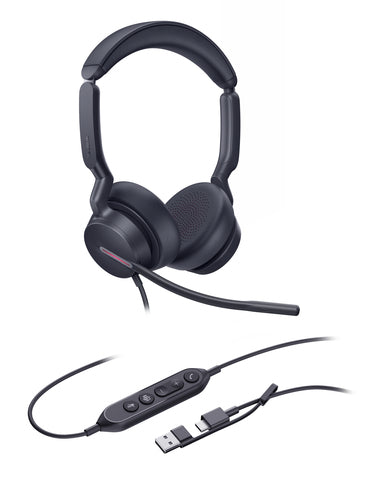Yealink Wired (Uh46) Ms Stereoheadset,Noise Cancelling Mic, USB C Native, C To A Adapter
