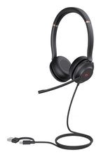 Yealink Wired (UH37) MS Stereo Headset, Noise Cancelling Mic, Leather, USB-C, C To A Adaptor