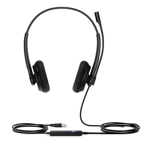Yealink Wired (Uh34-Lite) Ms Dual Headset, Noise Cancelling Mic, Foam Cushion, Usb-A