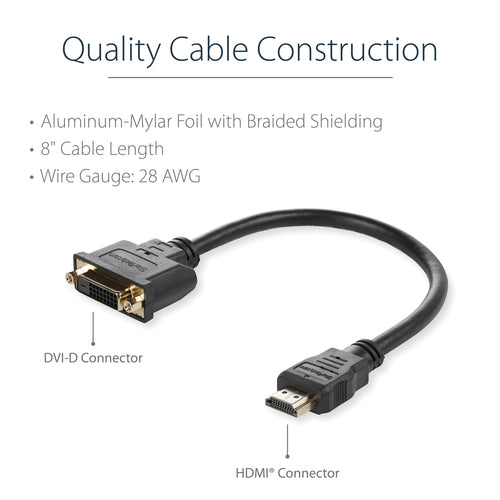 Startech 0.2M HDMI To Dvi-D Adapter Cable, M/F, Black, Ltw