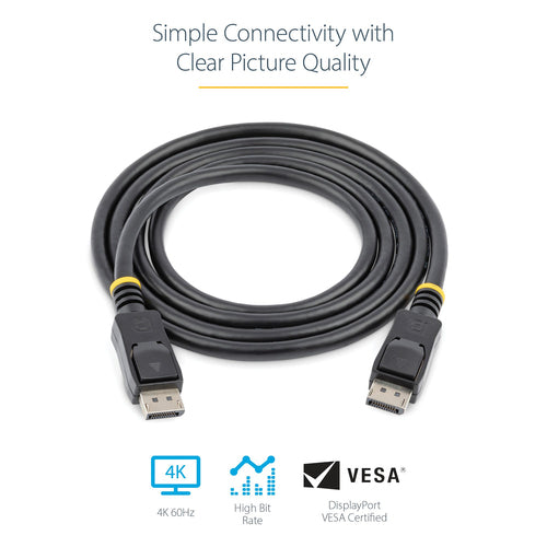 Startech 0.5M Displayport 1.2 Cable With Latch, Uhd 4K, M/M, Ltw