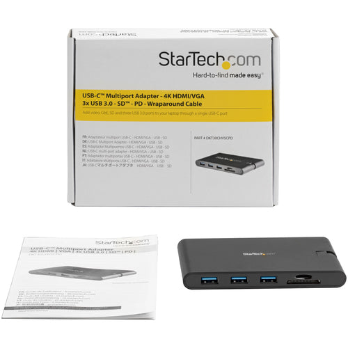 Startech Usb-C Mini Dock - 4K HDMI Or Vga/Usb(3)/Rj45, Single Display, 85W, No Ac, 3Yr