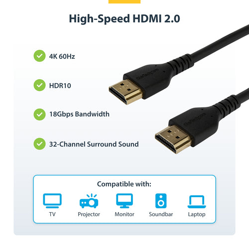 Startech 1.5M Premium High Speed HDMI Cable With Ethernet, 4K, Ltw