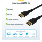 Startech 2M High Speed HDMI 2.0 Cable, M/M, 4K 60Hz, Ethernet, Rugged, Black, Ltw