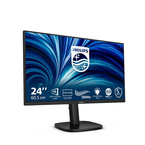 Philips 24" (16:9) Monitor, Fhd Ips, Hdmi, Dp, Usb(5), H/Adj, Spk 4Yr
