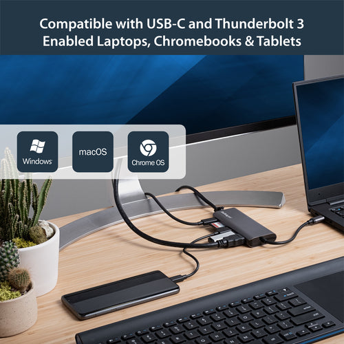 Startech Usb-C (T/Bolt3) Multiport Adapter, 4K HDMI Usb(2), Rj45, Sd, Single Display, 48W