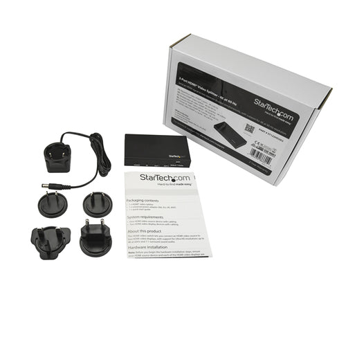 Startech 2 Port HDMI Splitter - 4K 60Hz - 1X2 Way HDMI 2.0 Splitter 2Yr