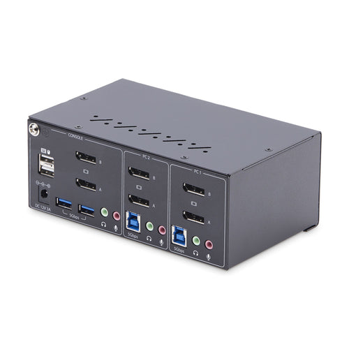 Startech 2-Port Dual-Monitor Dp Kvm Switch, 4K 60Hz, 2X USB 5Gbps, 2X USB 2.0 2Yr