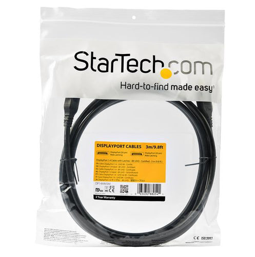 Startech 3M Display 1.4 Cable, 8K 60Hz, Uhd 4K 120Hz, Hdr, Vesa Certified, Black, Ltw