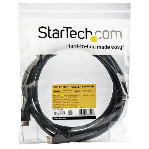 Startech 5M Display 1.4 Cable, 8K 60Hz, Uhd 4K 120Hz, Hdr, Vesa Certified, Black, Ltw