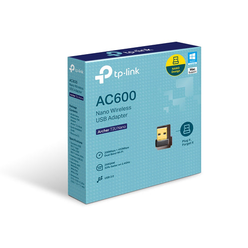Tp-Link Archer Ac600 Wi-Fi Dual-Band Nano USB Adapter, 3Yr