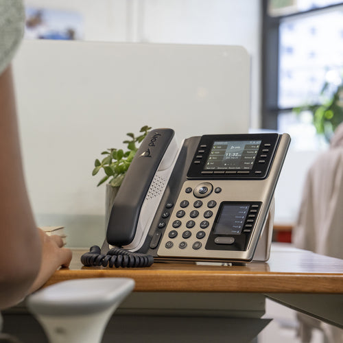 HP Poly Edge E400 Ip Phone, Noiseblock Ai And Acoustic Fence, Usb-C, No Bluetooth/Wifi