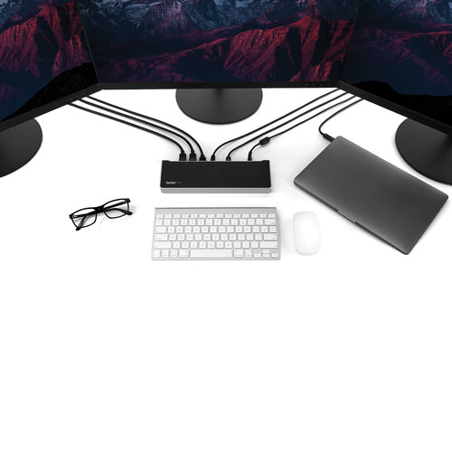 Startech Usb-C 4K Dock, Triple Display, Dp(2), Hdmi, Usb(4), Usb-C(2), 100W, Ac, 3Yr